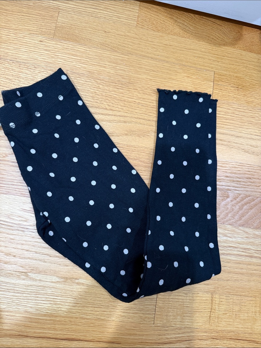 Zara Black Leggings with White Polka Dots